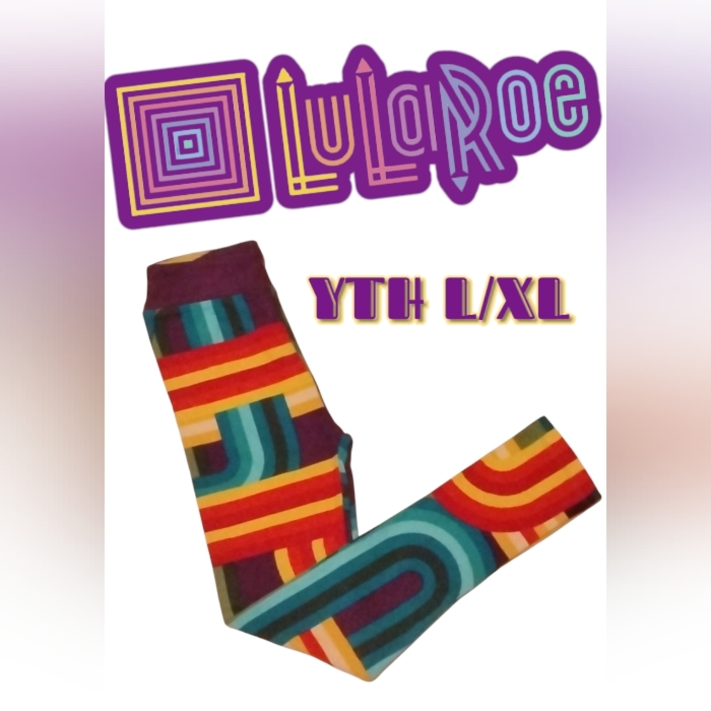 LuLaRoe Colorful Pattern Leggings YTH L/XL